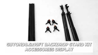 Backdrop Stand 8.5 x 10-Foot Adjustable Tripod Kit with Sectional Crossbars, Four Clips and Carry Bag