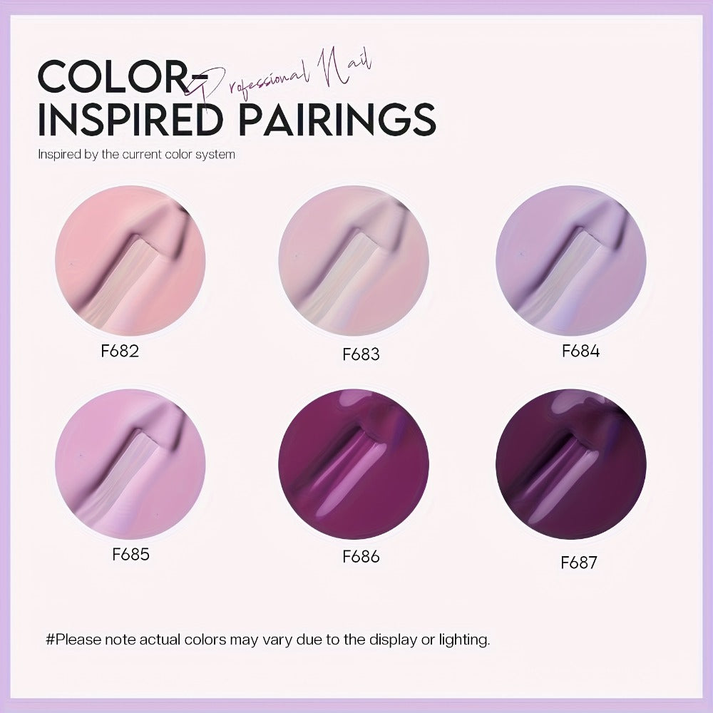 Nail Polish Set 6 Colors Quick Dry Long-Lasting – Hot Pink, Rose Red, Lilac Purple, Nude Pink, Lavender & Violet High Gloss 0.25oz