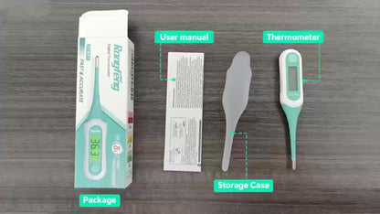 Digital Oral Thermometer for Adults & Kids, 8-Second Fast Read, Bendable Tip, 3-Color Fever Backlight