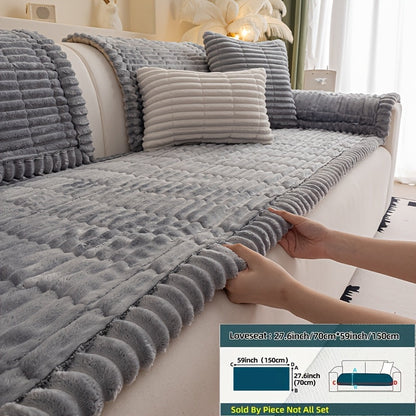Sofa Cushion Cover Plush Velvet Washable Seat Pad Wavy Edge Soft Kapok Filling for Couch Loveseat 1 2 3 4 Seater