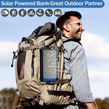 Power Bank Solar 28800mAh or 42800mAh with Wireless Charging, Four Cables and Dual Flashlights