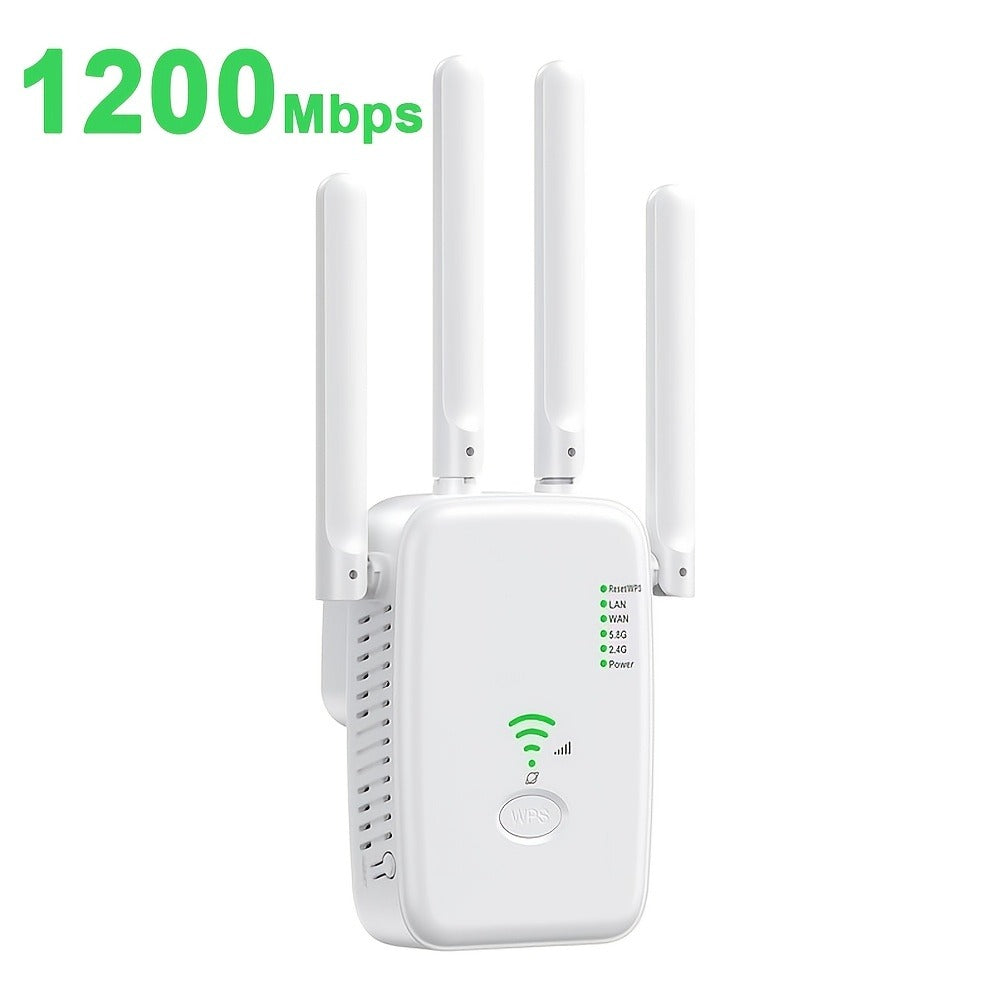 Ourlife WiFi Extender 11000 Sq Ft 6-Antenna 360° - 2.4GHz Signal Enhancer with Ethernet Port, Plug and Play