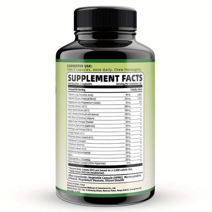 Soursop Graviola Capsules 24-in-1 Herbal Blend – Turmeric Spirulina Sea Moss Vitamin D3 Bitter Leaf | Immune Defense Antioxidant Gut Energy