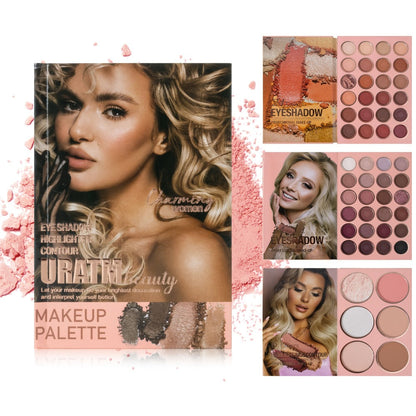 Eyeshadow Palette Book Style SHCOETY 4-in-11 Makeup Kit, 24-Color Eyeshadow + 6-Color Highlighter + 6-Color Blush + 7-Color Contour