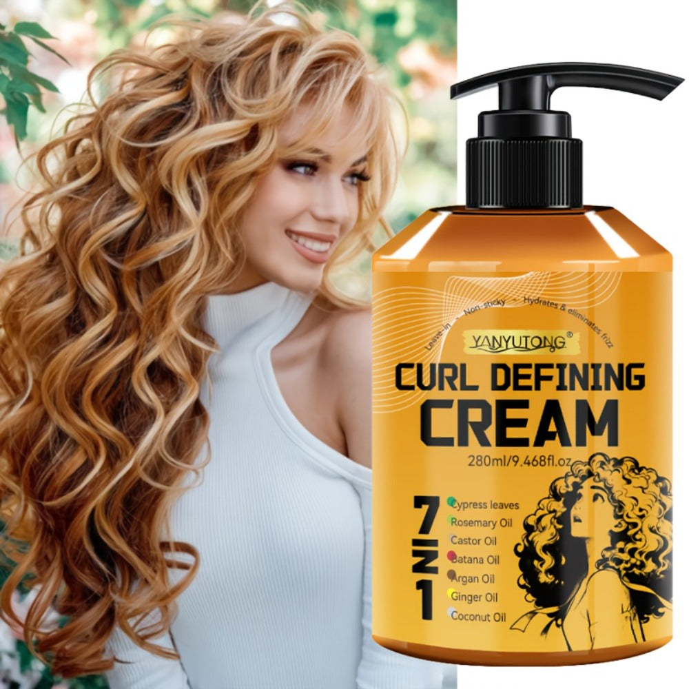 Curl Defining Cream 7-in-1 with Argan Oil & Rosemary Oil 280ml – Frizz Control, Natural Fluffiness & Long-Lasting Hold for Wavy