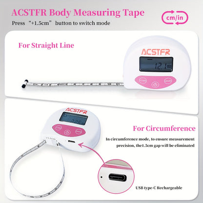 Digital Body Measuring Tape 60 Inch 150cm Smart Retractable Electronic Tape Measure for Entryways, Bedrooms and Living Spaces