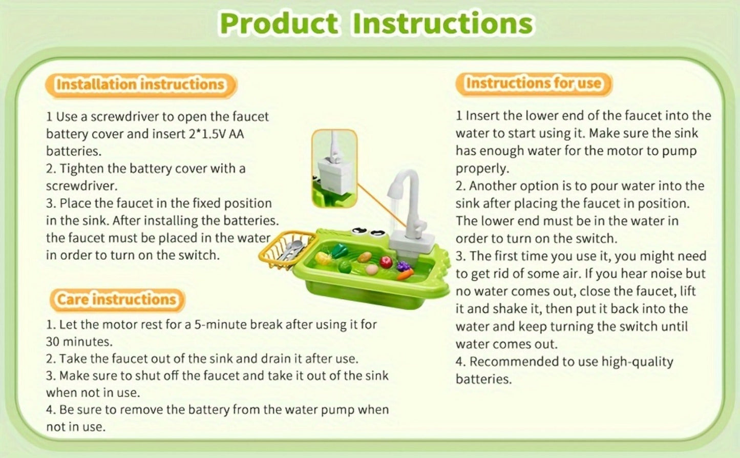 Kids Play Sink Toy with Running Water, Water Cycle System Pretend Play Dishwasher Kitchen Sink for Toddlers Boys & Girls