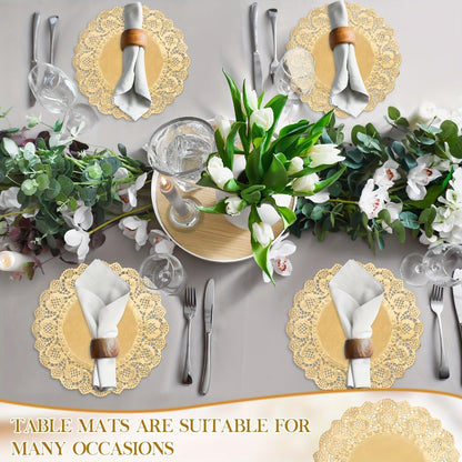 200pcs Paper Doilies Lace Round Placemats Disposable Wedding Table Decor 12 Inch for Entryways, Bedrooms and Living Spaces
