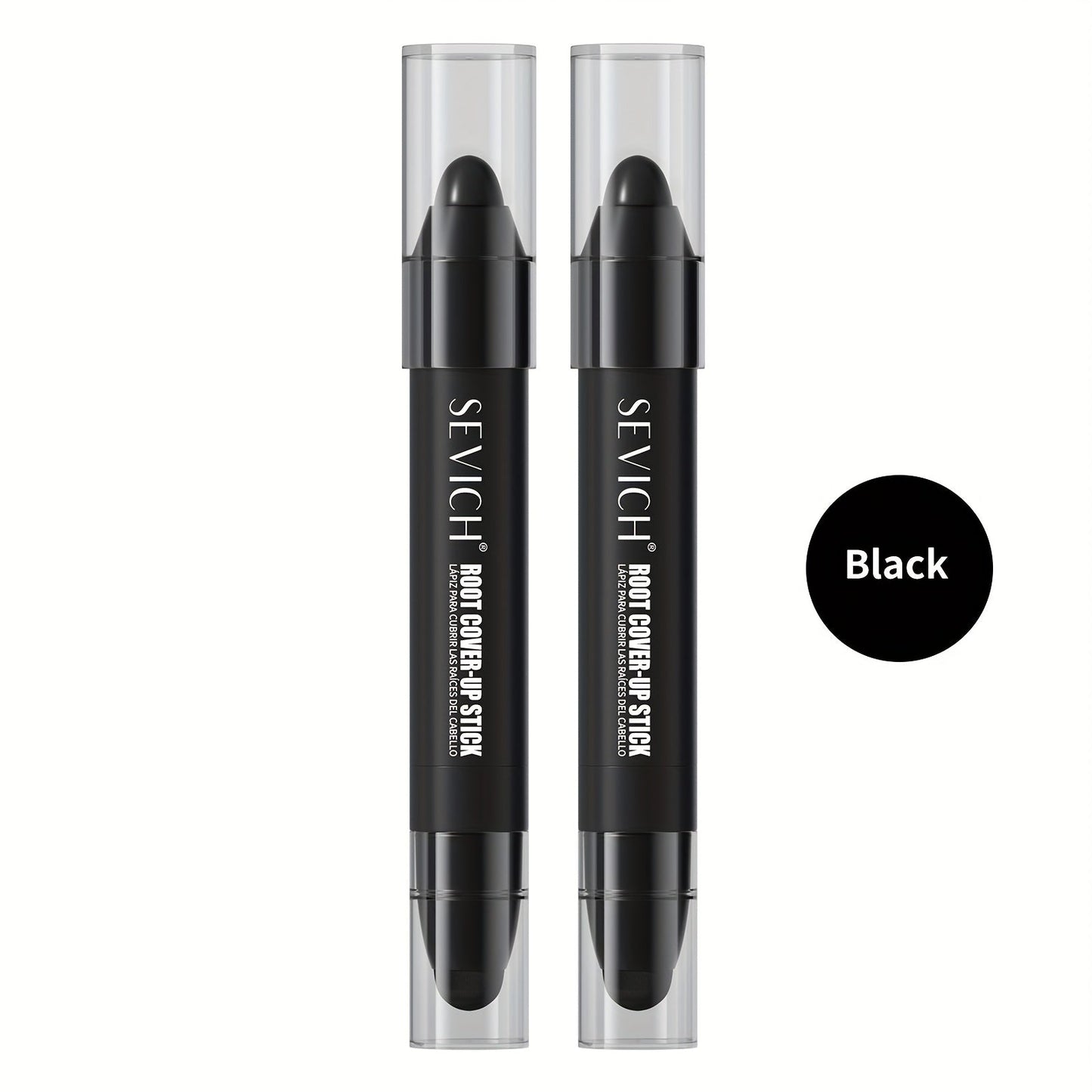 Instant Gray Root Coverage Stick for Men 2-Pack Sevich Beard & Hairline Color Pen, Sweat-Proof Precise Application Black & Dark Brown