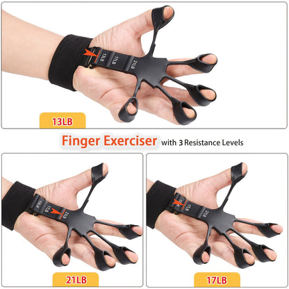 Grip Strengthener Set 5pcs – Adjustable Hand Grip Trainer with Counting, Finger Exerciser, Finger Stretcher