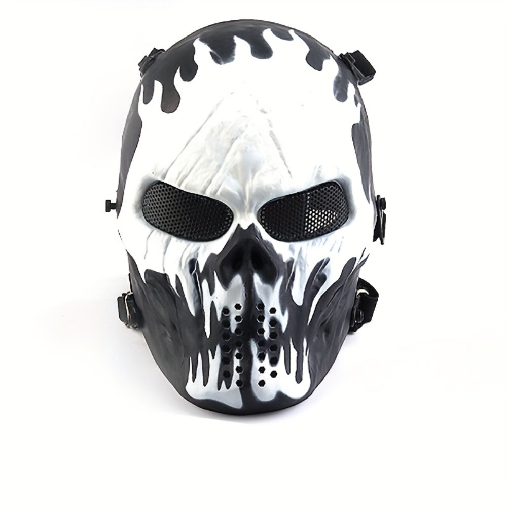 Skeleton Mask Halloween Costume Polyester Black White Camouflage Design for Adults Ages 18+
