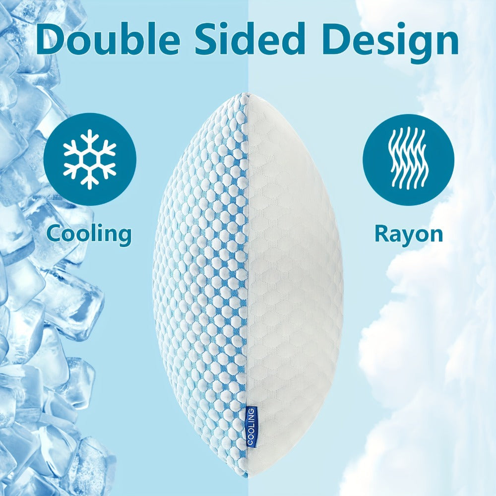Memory Foam Bed Pillows King Size 2 Pack Hotel Quality Cooling Down Alternative Non-Collapsing Pillow Set Polyester Viscose Cover