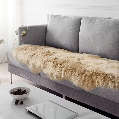 Area Rug, Wavy-Edge Imitation Plush Accent Carpet in White, Gray or Khaki with Three Size Options