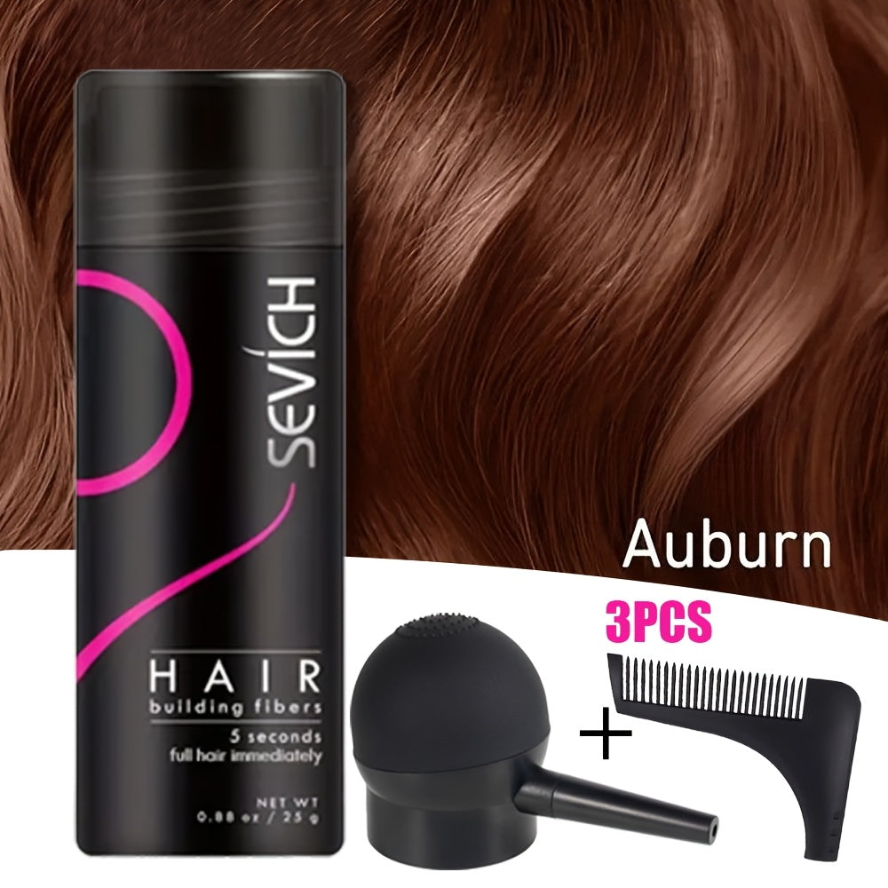 Keratin Hair Fibers 3-Piece Kit with Spray Pump & Optimizer, Instant Thickening Powder for Thinning Hair & Beard
