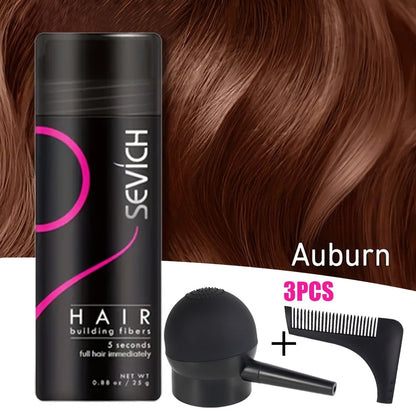 Keratin Hair Fibers 3-Piece Kit with Spray Pump & Optimizer, Instant Thickening Powder for Thinning Hair & Beard