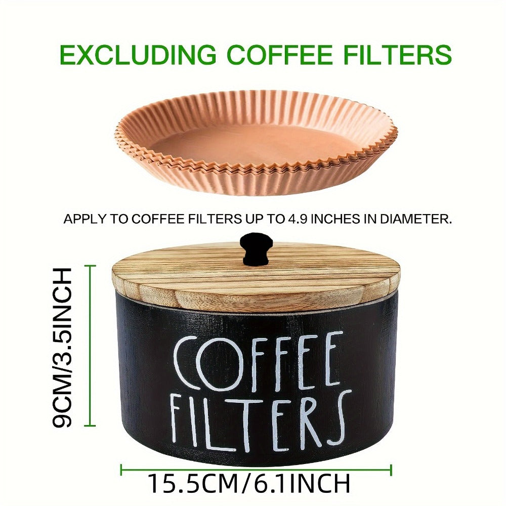 Wooden Coffee Filter Holder with Lid, Farmhouse Countertop Storage Box for Coffee Filters and Coffee Bar Accessories