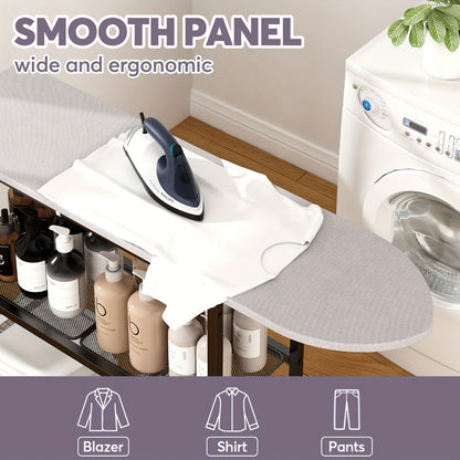 3-Tier Ironing Board Cart with Wheels, Rolling Laundry Station with Multi-Layer Storage Shelves for Living Room