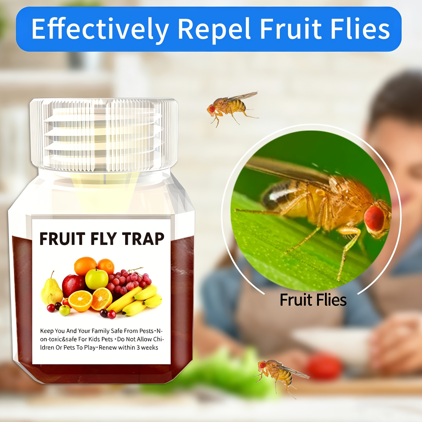 Fruit Fly Trap Indoor Sticky Flying Insect Catcher Bug Trap for Kitchen Home Plant Gnat Whitefly Fungus Gnat Pest Control