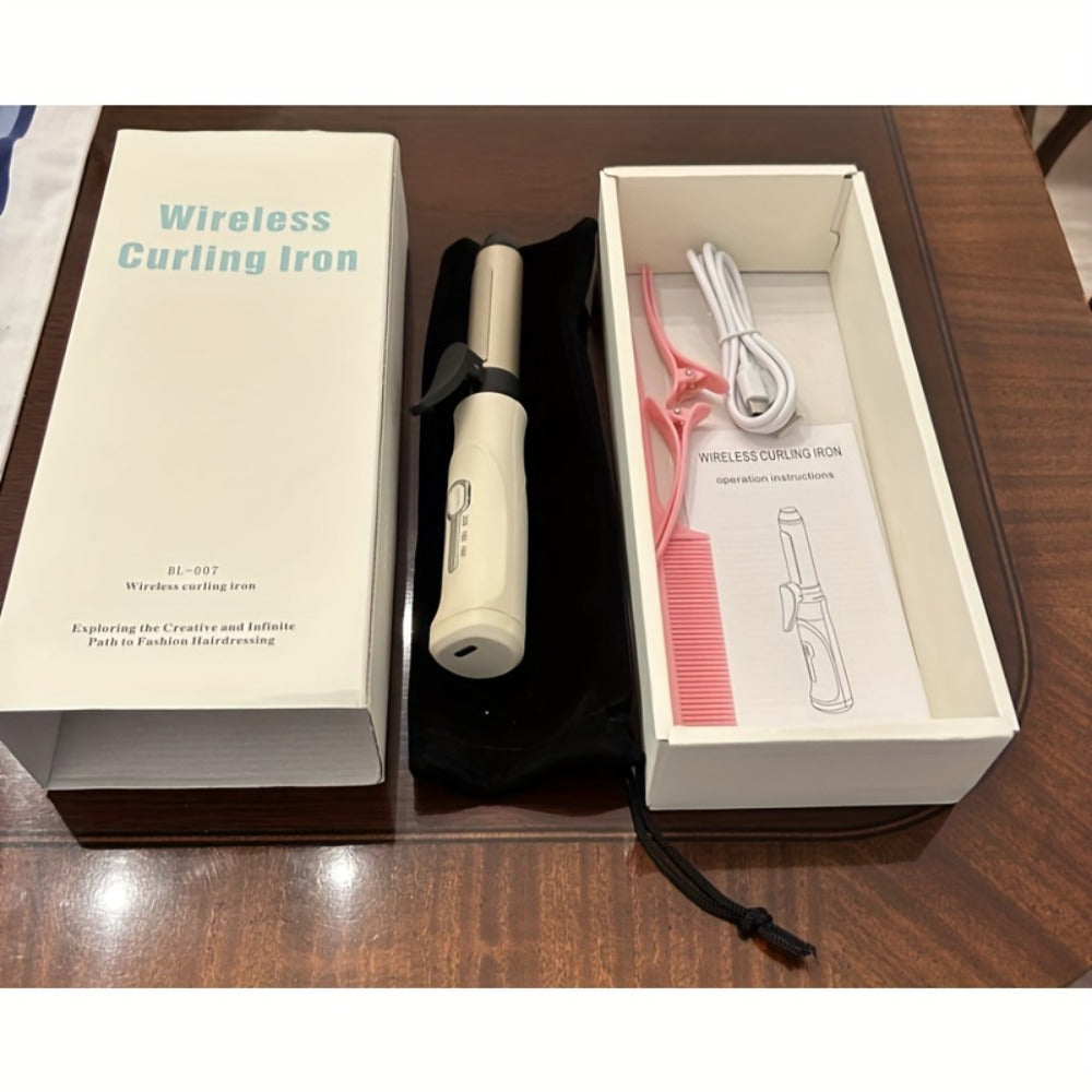 Cordless Mini Curling Iron Wireless Rechargeable Portable Hair Curler, Ceramic Barrel for Airy Bangs