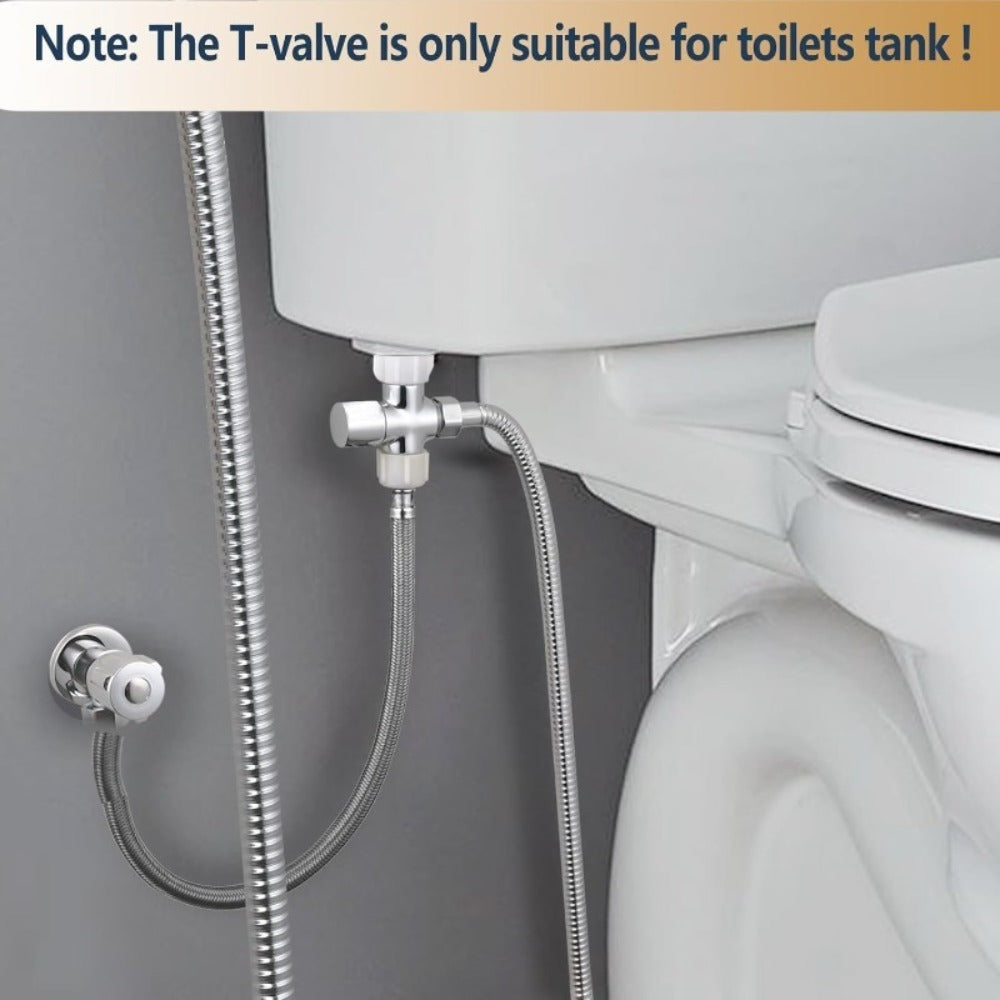 Toilet T-Adapter Diverter Valve with Shutoff – 304 Stainless Steel G7/8 American Thread, Chrome Finish