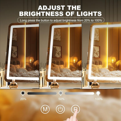 Vanity Mirror with Lights and 5X Magnifying Spotlight, for Makeup, Travel and Everyday Vanity Use