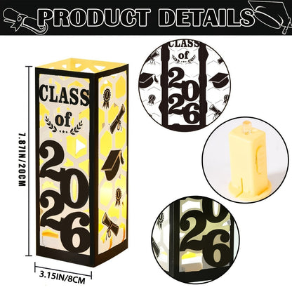 Graduation Centerpiece Set 6pcs Class of 2026 – Decorative Lantern Box Table Decorations for High School & College Graduation Party