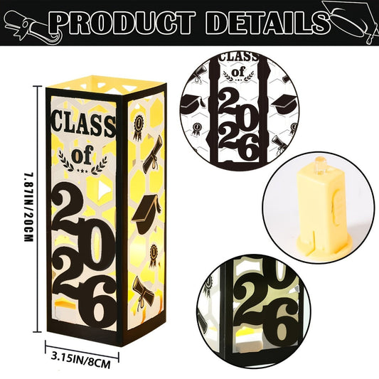 Graduation Centerpiece Set 6pcs Class of 2026 – Decorative Lantern Box Table Decorations for High School & College Graduation Party