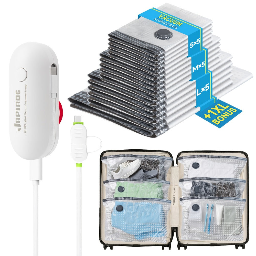 Vacuum Storage Bags with Electric Pump, 16 Pack Space Saver Bags for Clothes, Bedding & Travel