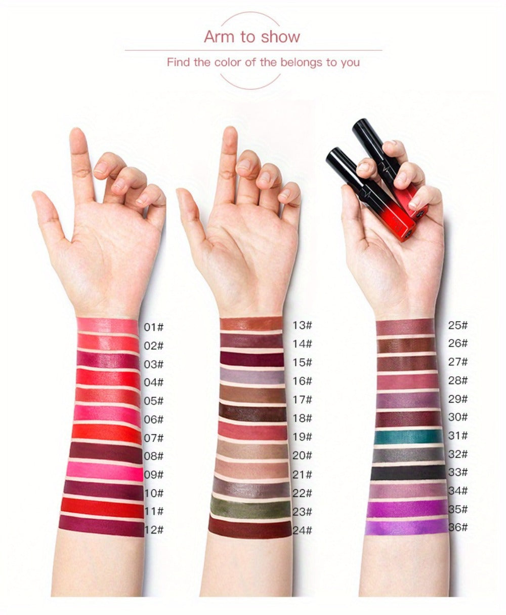 Semi-Matte Liquid Lip Color in Six Numbered Shades with 9.3cm Gradient Tube and Wand Applicator