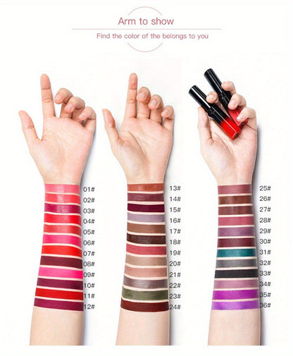 Semi-Matte Liquid Lip Color in Six Numbered Shades with 9.3cm Gradient Tube and Wand Applicator