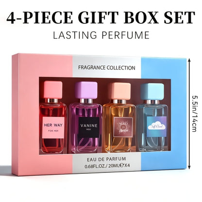 Perfume Gift Set Aroma Allure Four 20ml Eau de Parfum Sprays in Pink Blue Windowed Box for Women
