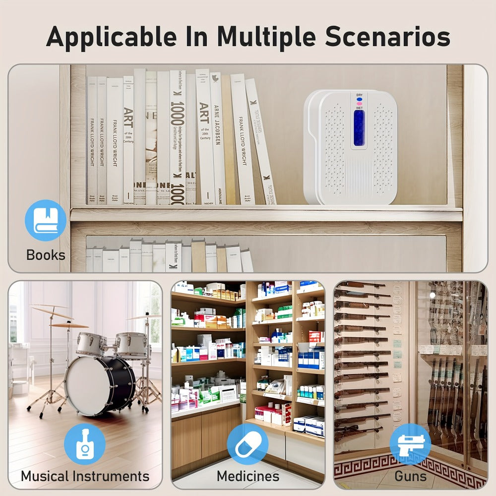 Mini Rechargeable Dehumidifier, Portable Silica Gel Moisture Absorber for Closet, Bathroom, Car, Wardrobe & Bookcase