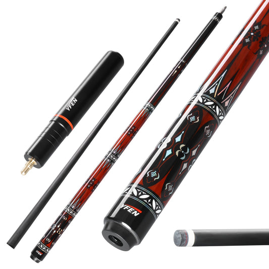 Carbon Fiber Pool Cue Stick Low Deflection Billiard Cue with 11.8mm 12.5mm Tip Pro-Taper Shaft Canadian Maple Butt Extension Compatible