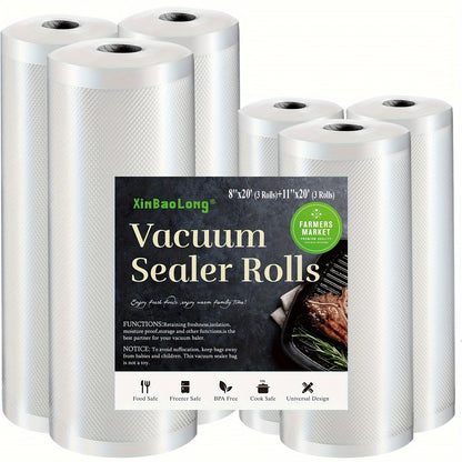 Vacuum Sealer Bags Rolls Diamond Textured Food Saver Bags for Vacuum Sealer Machine for Home Cooking, Dining and Outdoor Meals