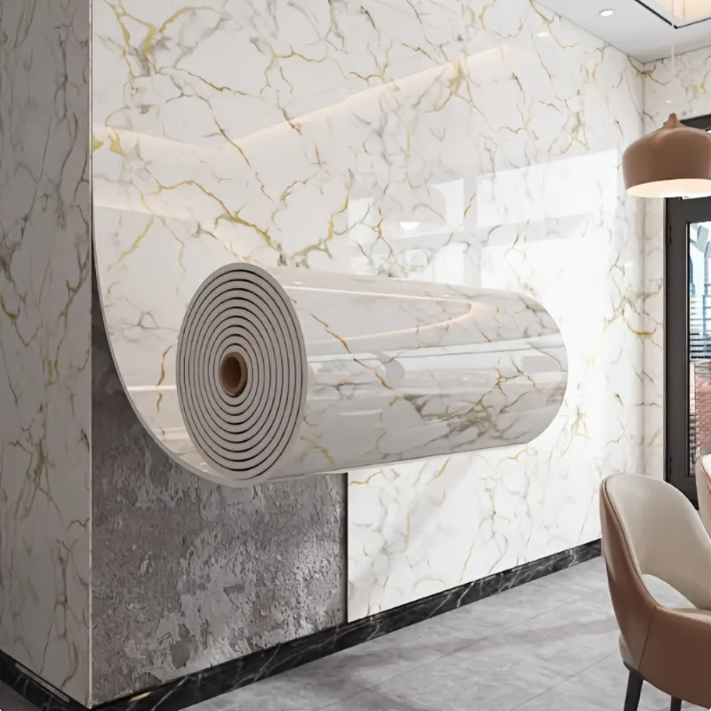 3D Marble Peel and Stick Wall Tile Stickers Self Adhesive Removable Wallpaper Roll for Kitchen Backsplash Bathroom Living Room Bedroom Wall