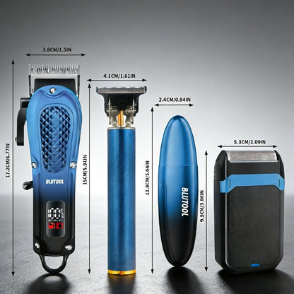 Electric Hair Trimmer & Beard Shaver Set for Men - Professional Rechargeable Hair Clipper with LED Display