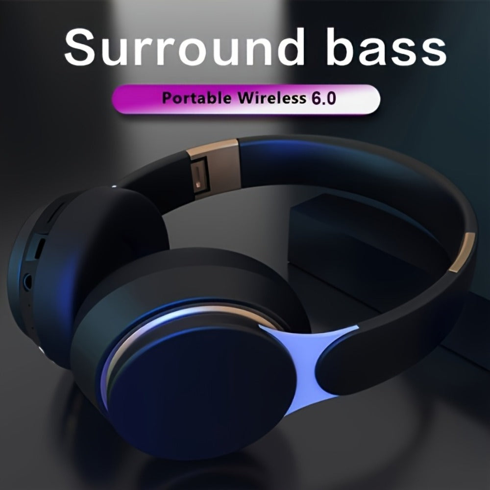 Foldable Wireless Over-Ear Headphones with FM Radio, TF Card Playback, 3.5mm AUX, Microphone and Six Colors