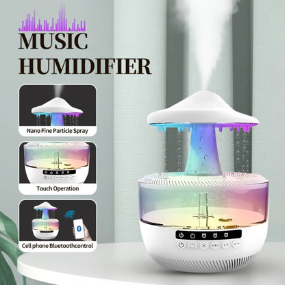Cool Mist Humidifier with 7-Color Night Light Raindrop Music Design Dual Mist Output 26dB Ultra-Quiet 24H Operation Visible Water Level