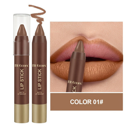 Lipstick Set, Fit Colors 6-Piece Matte Crayon Collection with Brown, Nude, Pink and Purple Colors