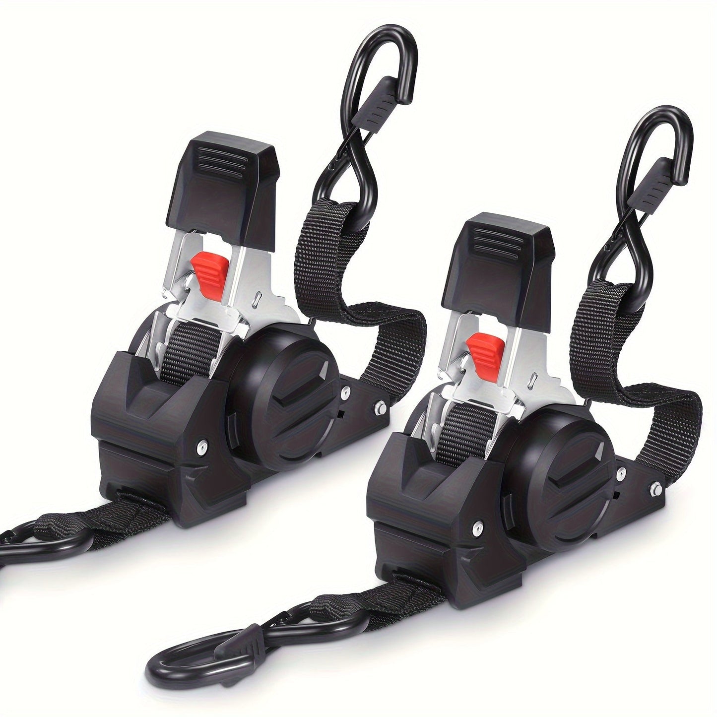 Ratchet Tie-Down Straps with Auto-Retract & Speed Control – Heavy-Duty Cargo Securing Kit with Hooks & Storage Bag | Motorcycle Transport