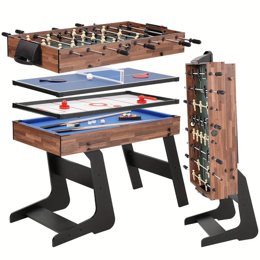 4-in-1 Multi-Game Table 54 Inch Foldable – Table Tennis, Air Hockey, Billiards & Foosball – Combo Game Table for Adults