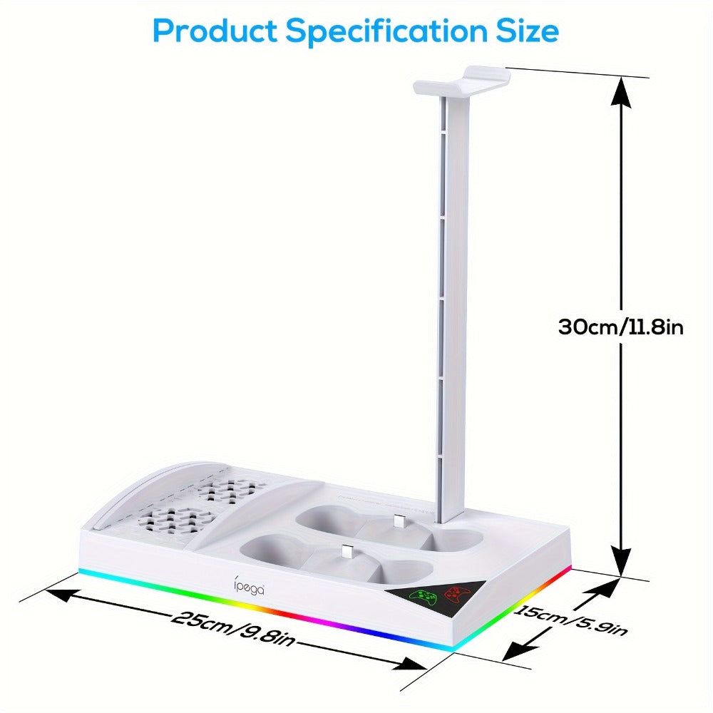 RGB Console Stand Compatible with Xbox Series S, Dual Controller Charging Bays and Two 1400mAh Battery Packs
