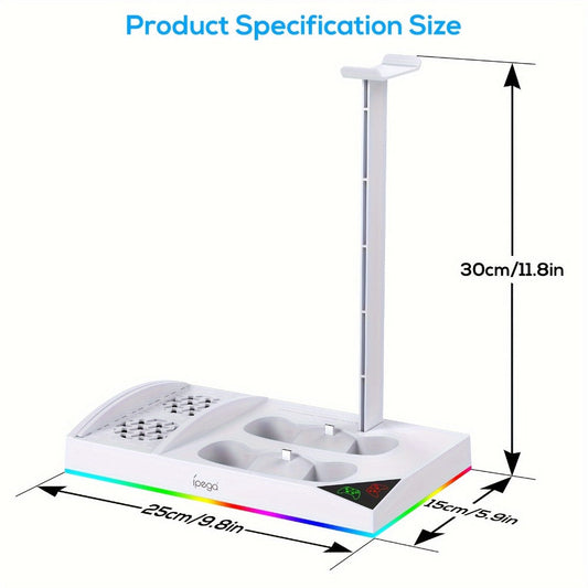 RGB Console Stand Compatible with Xbox Series S, Dual Controller Charging Bays and Two 1400mAh Battery Packs