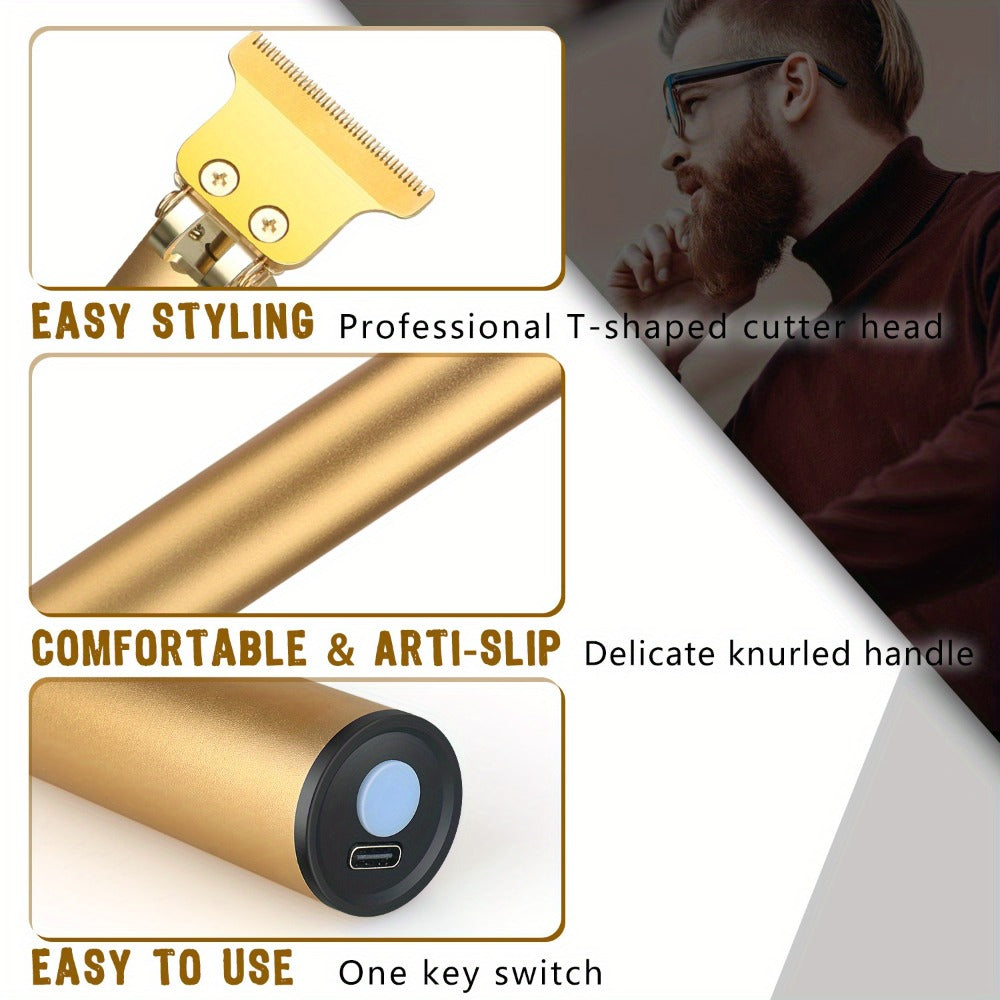 T-Blade Trimmer for Men Cordless Rechargeable – Nano Titanium Alloy Blades LED Display 4 Guide Combs 1.5-4mm