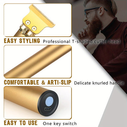 T-Blade Trimmer for Men Cordless Rechargeable – Nano Titanium Alloy Blades LED Display 4 Guide Combs 1.5-4mm