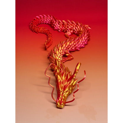 3D Printed Articulated Dragon Figurine 35.4" Giant Poseable Chinese Dragon Collectible Sculpture