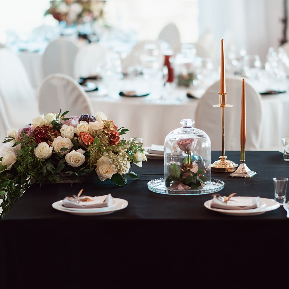 Spandex Stretch Fitted Tablecloths 2pcs 3pcs – 4ft 6ft 8ft Rectangular Elastic Table Covers, Wrinkle-Resistant in Black & White for Wedding