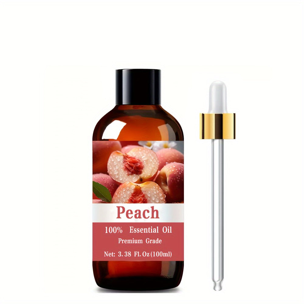 Peach Essential Oil 100ml Pure Care Grade Sweet Fruity – Aromatherapy Body Oil for Skin Moisturizing, Hair Care, Nail Care