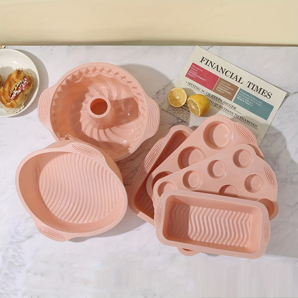 Silicone Baking Pan Set 6-Piece, Nonstick Silicone Cake Molds, Muffin Pan & Donut Baking Pan