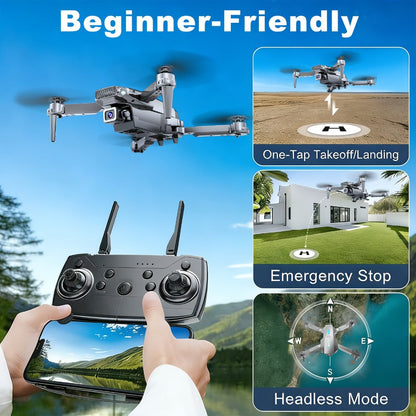 Foldable HD Camera Drone Free Storage Bag USB-C Charging 3D Flips Single or Dual Camera Built-in Screen Remote